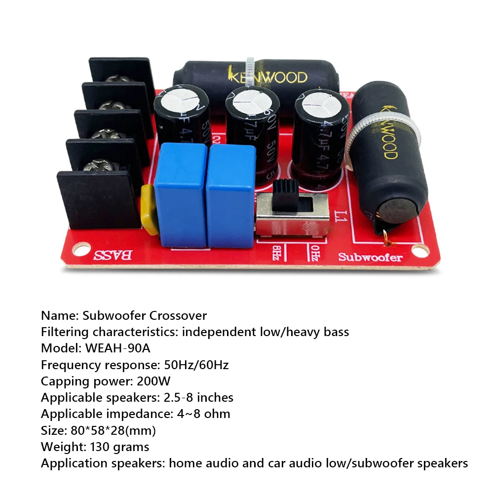 40Hz-400Hz Frequency Divider Adjustable Bass Speaker Subwoofer for Home Theater HiFi Stereo DIY Car Audio Woofer Crossover