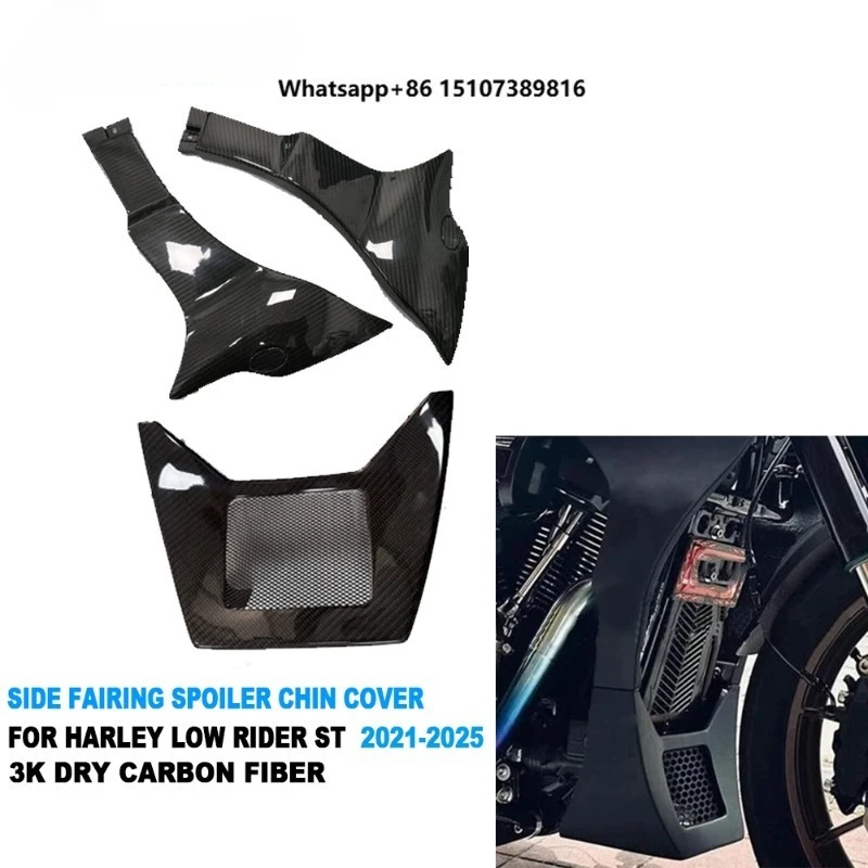 

Real 3K Dry Carbon Fiber Motorcycle Side Fairing Spoiler Chin Cover for Softail Low Rider ST FXLRST 2022-2024