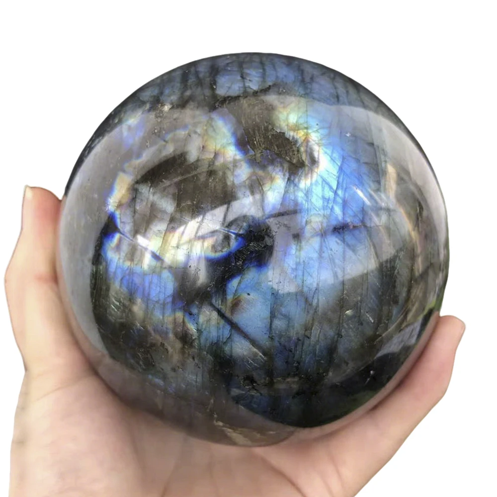 Natural Crystals Labradorite Ball Quartz Massage Polished Reiki Healing Exquisite Room Decor Moonstone Ore Souvenirs Sphere Ball