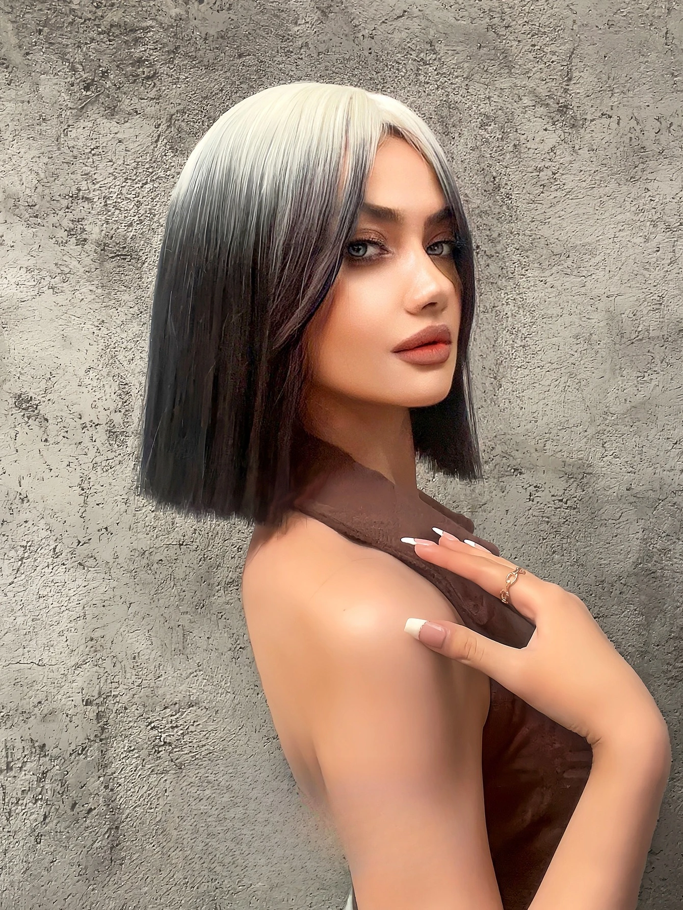 

Парик короткие волосы Лолита мода постепенное изменение jk натуральный крутой милый девушка повседневный полный головной убор