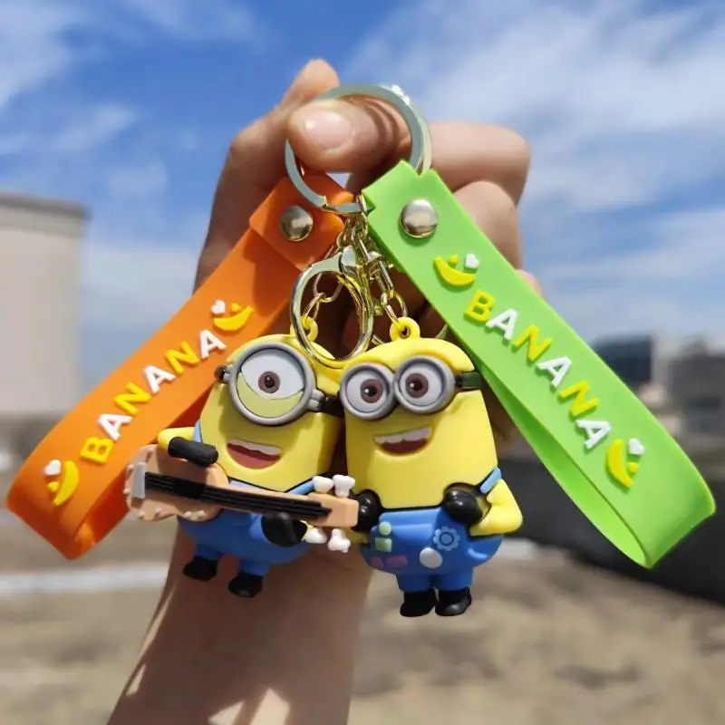 Minions Keychain Cartoon Anime Despicable Me Figure Kevin Bob Model Backpack Pendant Car Key Holder Accessories Wholesale Gift image 4
