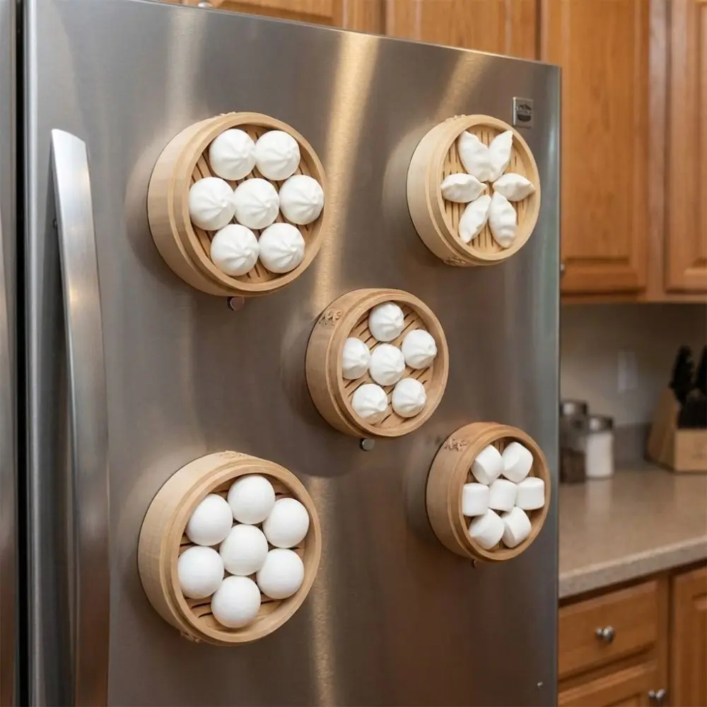 3D Printing Bun Dumpling Fridge Magnet Plastic Whimsical Chinese Dim Sum Refrigerator Magnet DIY Label Realistic