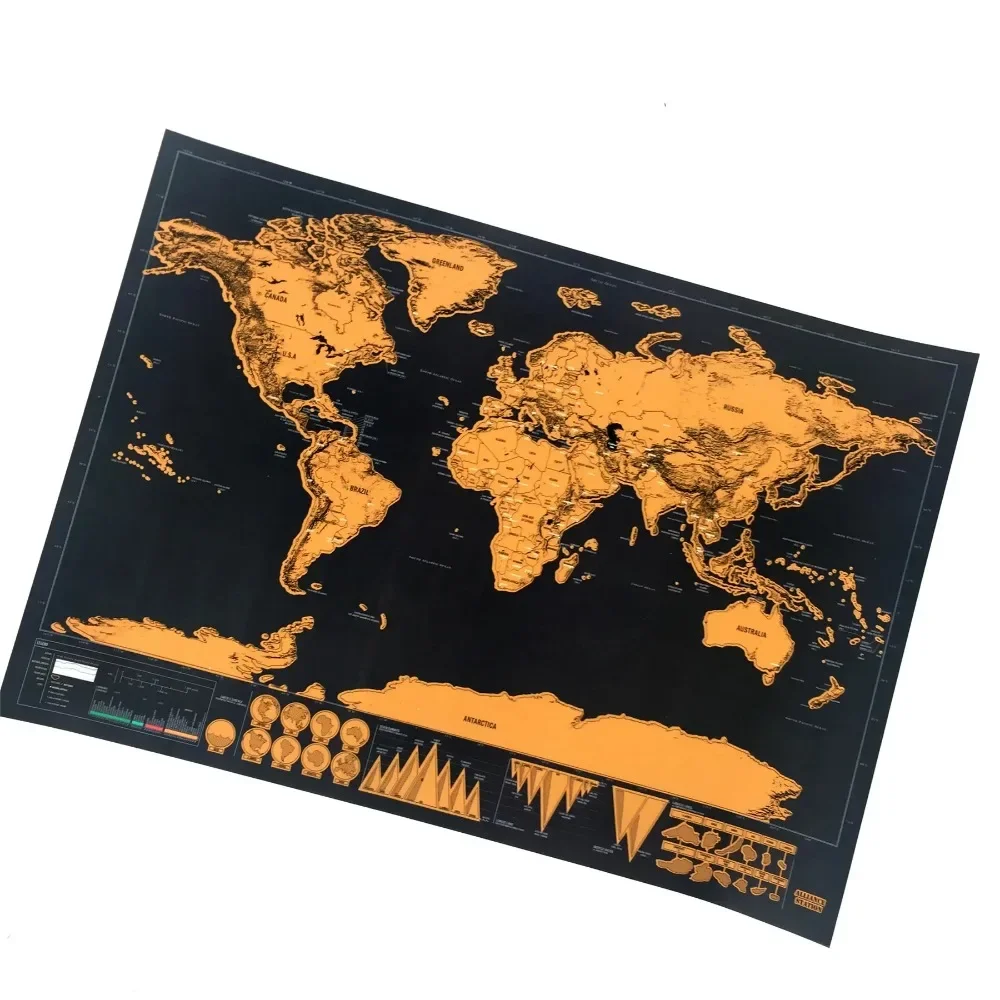 

1pcs Deluxe World Scratch Maps Personalized Maps Mini Scratch Off Foil Layer Coating Poster drop shipping scratch off maps