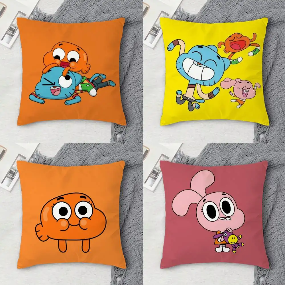 

T-The Amazing World of Gumball Double-sided Printed Square Decorative Cushion Cover for Sofa Living Room Home Decor
