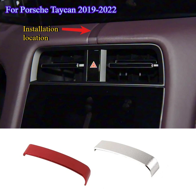 For Porsche Taycan 19-22 Aluminum Alloy Red Car Dashboard Panel Taichung Line Decoration Patch Car Interior Sticker Accessories