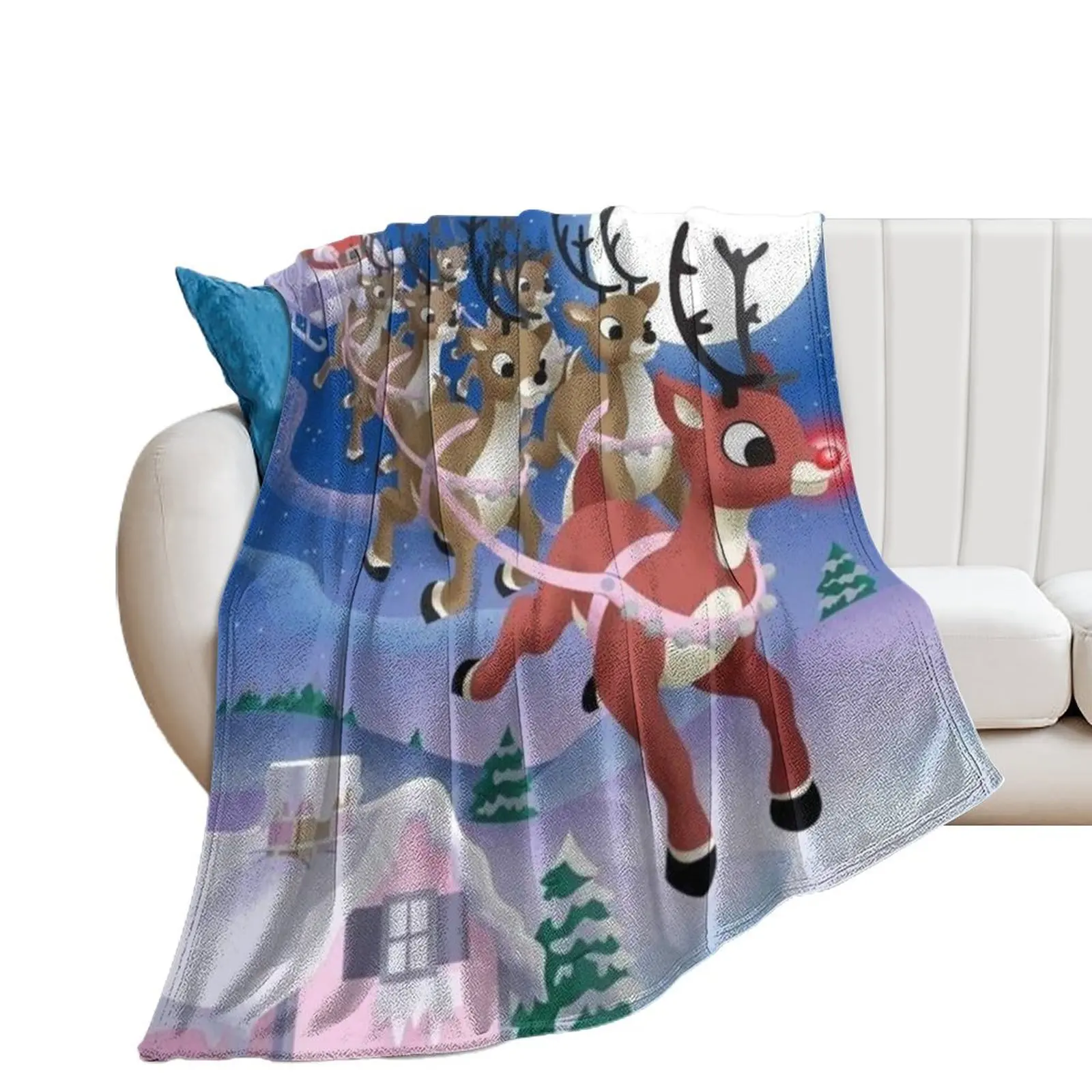 RUDOLPH THE REDNOSE REINDEER & FRIENDS Throw Blanket Hairy Decorative Sofa Bed covers Hair Blankets