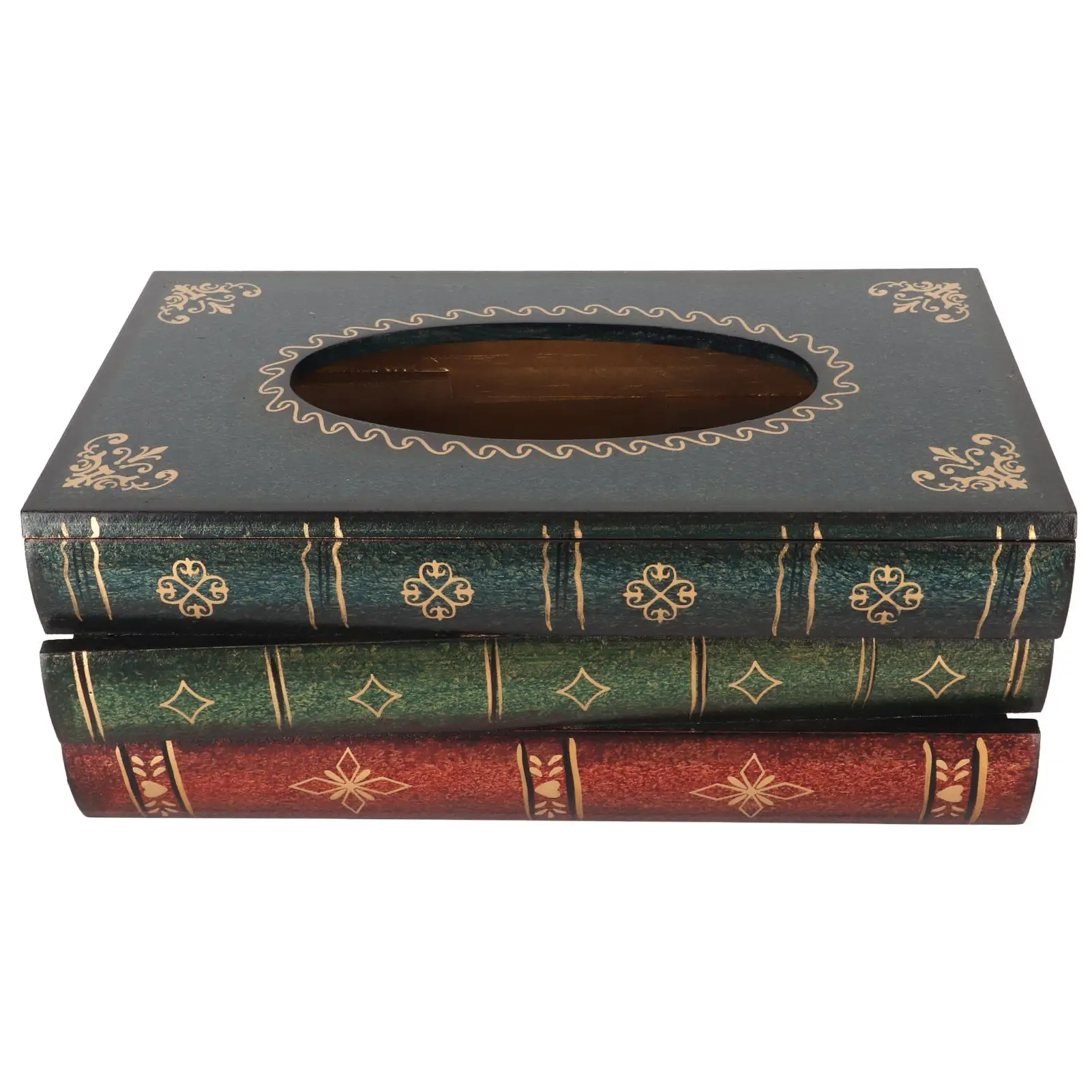 

Rustic Decorative Book Tissue Dispenser Environmentally Friendly Hand Painted Textured Design for napkin Box