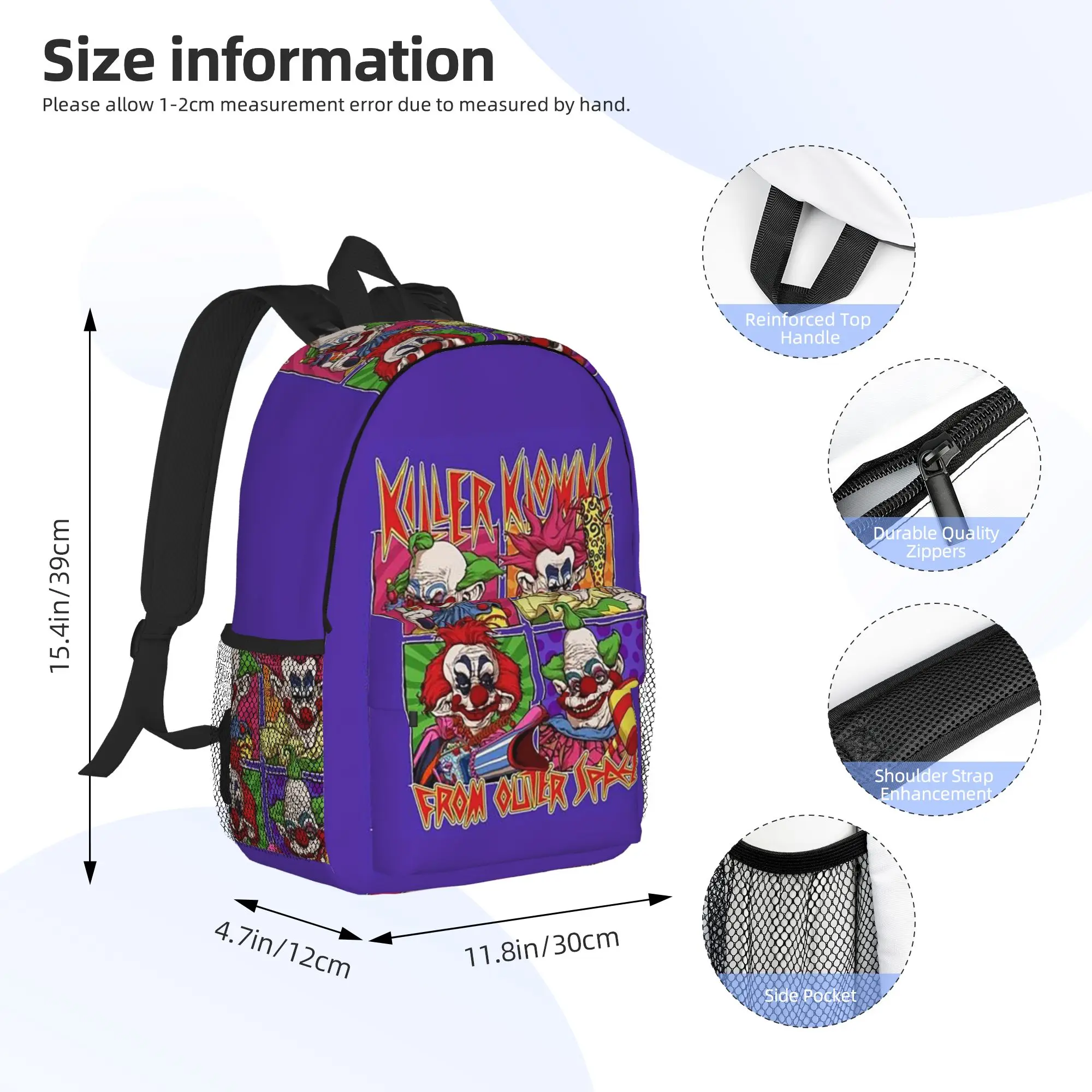 Killer Klowns from Outer Space Backpack Hot Sale Daypack Large Capacity Boys Girls BookBag Shoulder Bag for Men Women School Bag