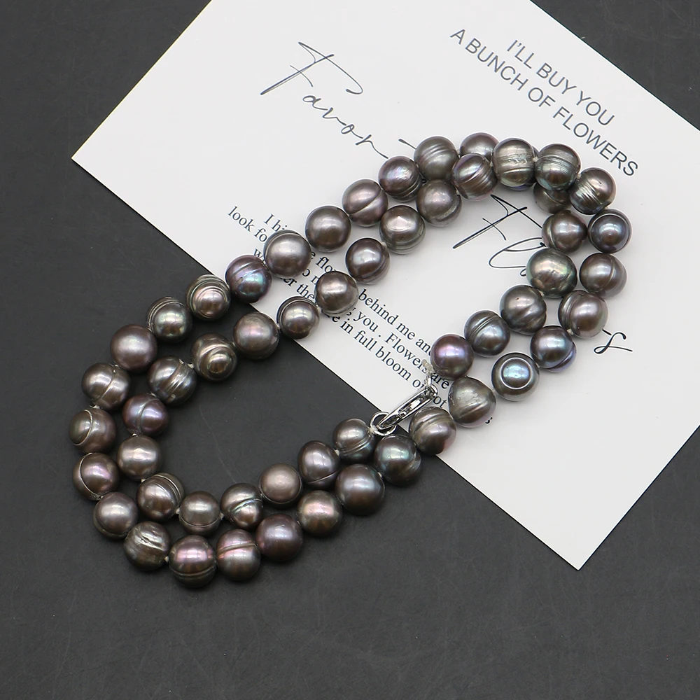 

Unique and High-end Peacock Green Baroque Straight-hole Pearl 7-8mm Necklace 40cm French Niche Threaded Round Bead Jewelry