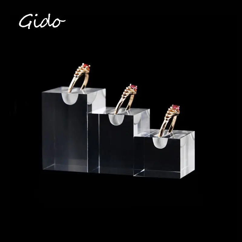 3PCS/Set Acrylic Clear Square Jewelry Holder Photography Props Cosmetics Rings Display Stand Pad Holder Show Rack