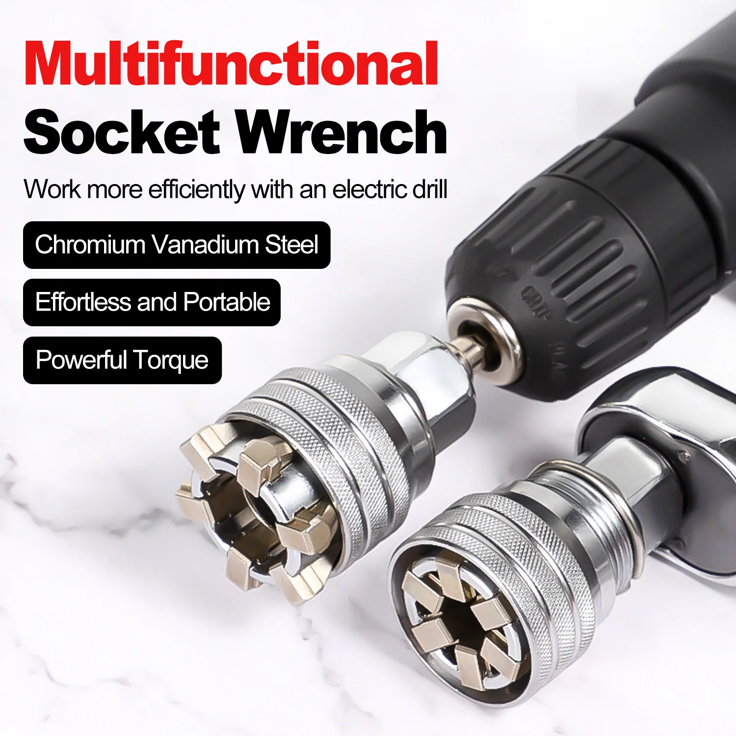 

Universal Sleeve 2 Inch 10-19 Mm Adjustable Hex Universal Socket Torque Ratchet Wrench Head Spanner Sleeve Tools for Mechanic