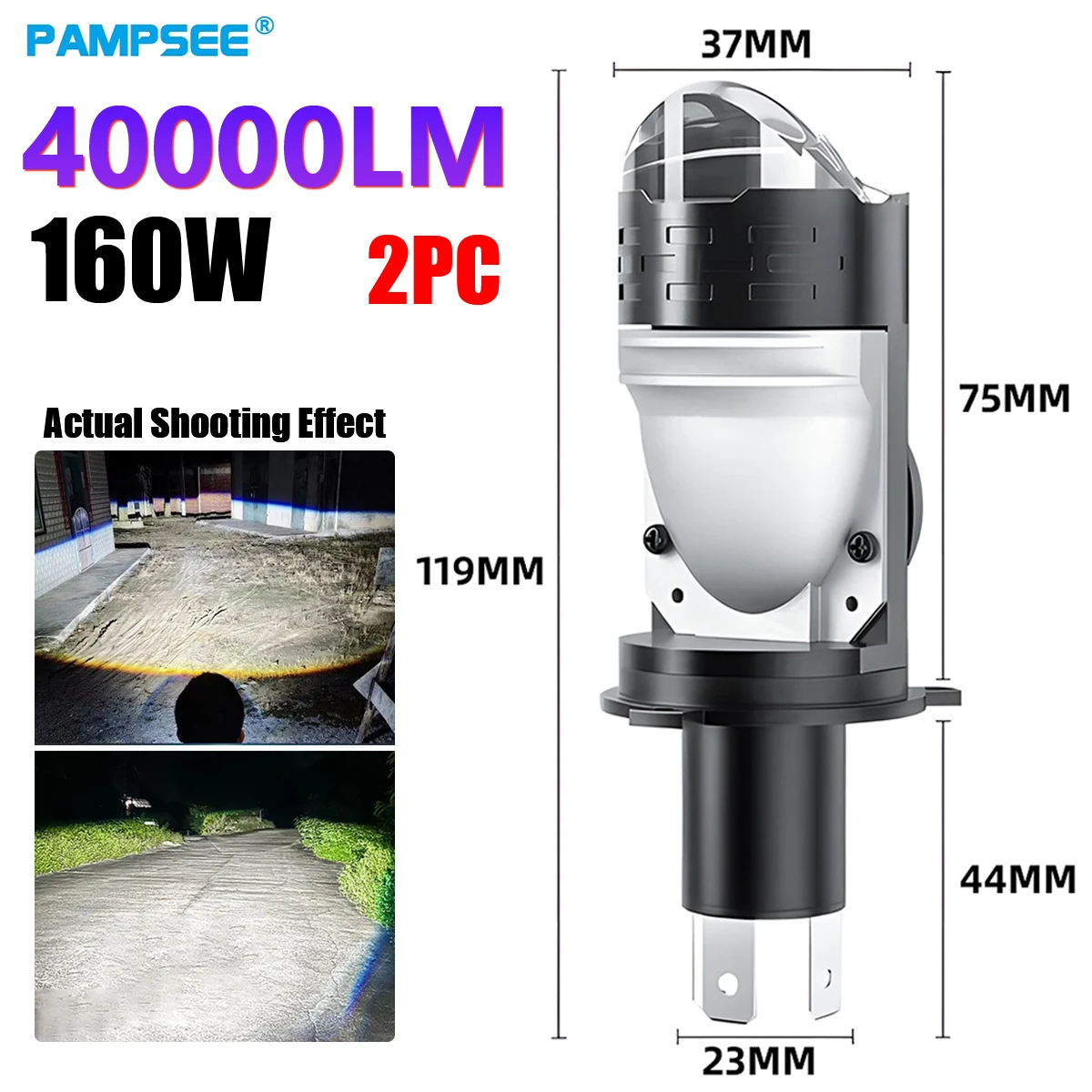

2 шт. H4 светодиодные лампы для фар 40000LM высокая яркость мини-проектор Canbus бесплатно 6000K белый свет для автомобилей 12 В/24 В
