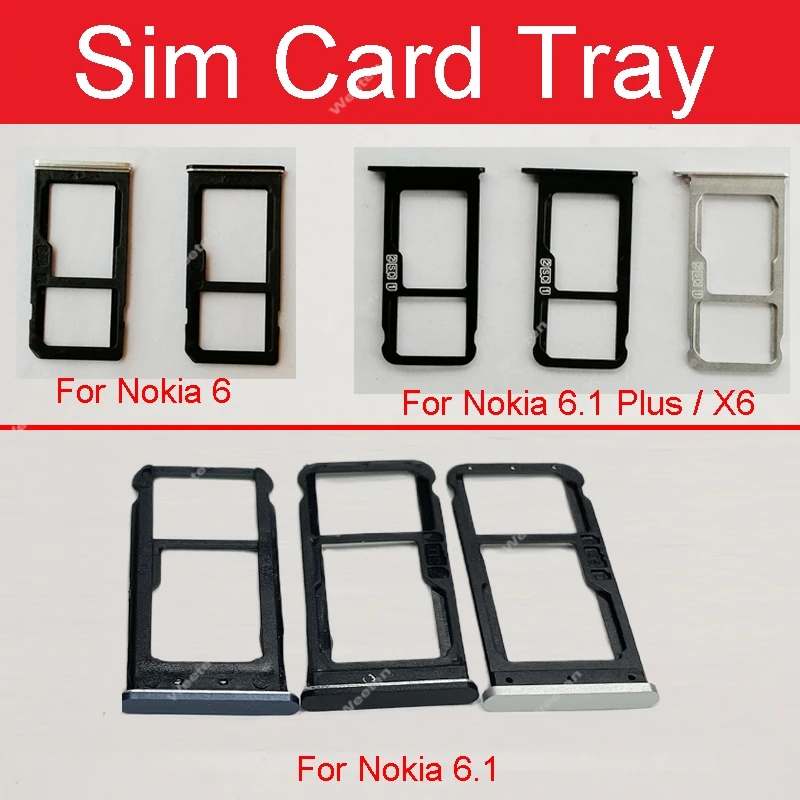  Sim Card Tray Holder For Nokia 6 6.1 Plus 6.1 2018 TA-1016 TA-1043 TA-1045 TA-1068 X6 Sim Reader Card Slot Adapter Repair Parts