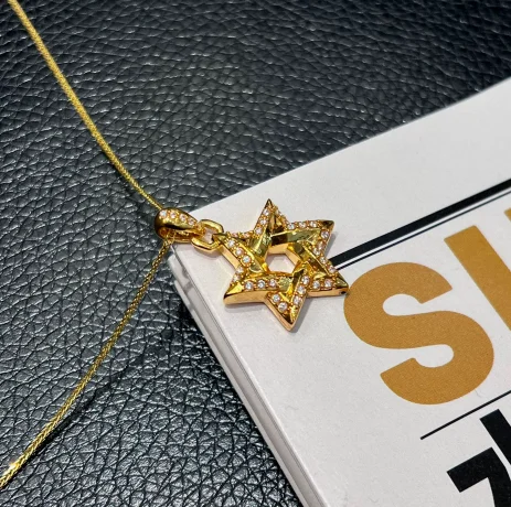 18k real gold hexagram pendant au750 pendants for women view 4