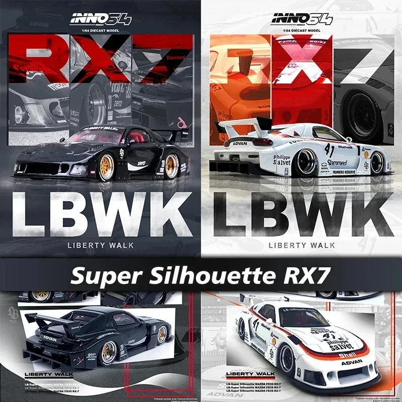 

INNO 1:64 LBWK RX7 FD3S Super Silhouette Diecast Diorama Car Model Collection Miniature Toys