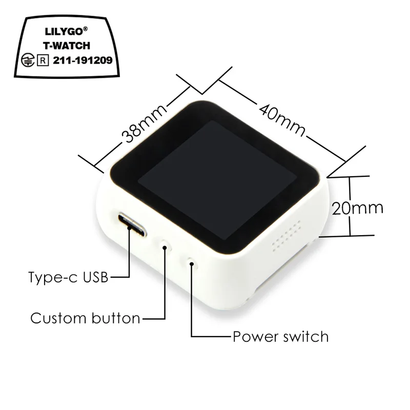 T-Watch Programmable Wearable Environmental Interaction WiFi Bluetooth Lora ESP32 Capacitive Touch Screen