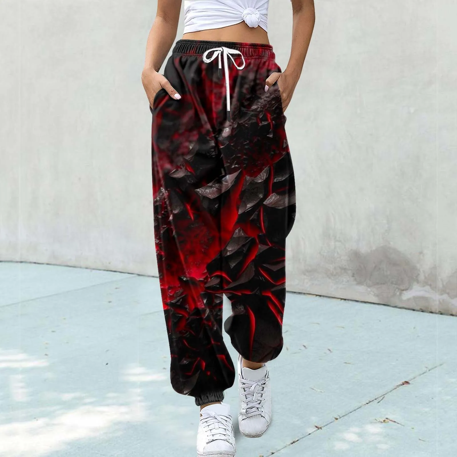 Bloody Jogger Drawstring Casual mujer Print Women Halloween Women's Harajuku Pants Loose pantalones pantalones de Y2K Pants