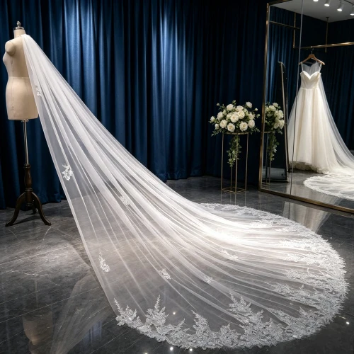 Luxury Sparkling Thread Lace Wedding Veil Vintage Church Veils with Comb 1T Cathedral Veil Bridal Dress Wedding Accessories