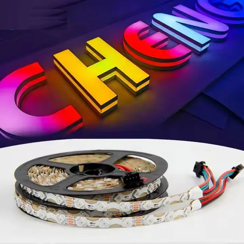 5m LED S Shape WS2815 S Bendable Addressable RGB Pixel 5050 8MM 12V LED ZigZag LED Strip Light Signage Sign Word Window Showcase