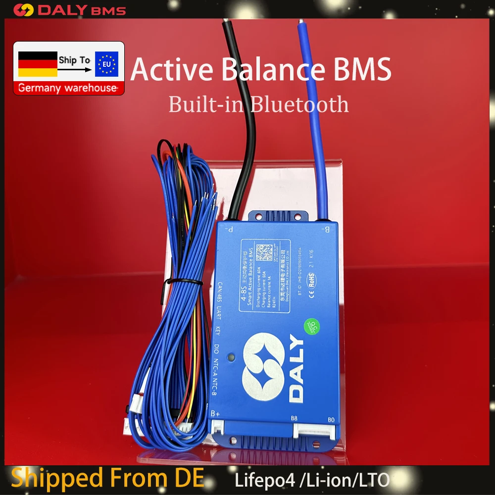 

DALY Smart BMS 4S 8S 12S 13S 14S 16S 17S 20S 24S Built-in Bluetooth APP Balance UART CANBUS RS485 100A Lifepo4 Li-ion LTO