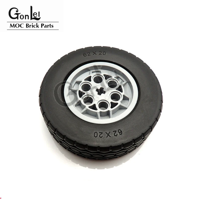 4Set/lot Technical Parts 32019 Tyre Tires 86652 Wheel 43.2mm D. x 18mm with Flush Axle for 42009 Crane Blocks Toys Parts