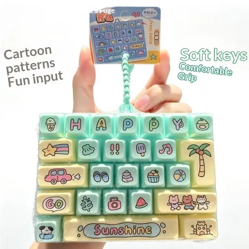 26 Key Fidget Keyboard Keychain Universal Stress Relief Toy Cute Pendant Accessory Suitable for All Age Groups