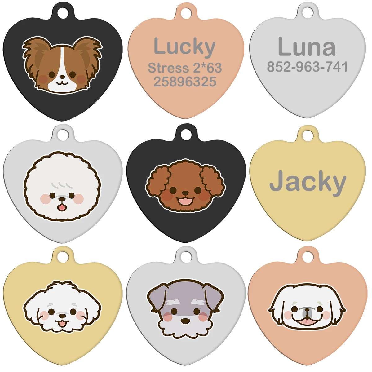 Customized Dog Name Tag Personalized Cute UV Printing Custom ID Nameplate Address Telephone for Small Dog