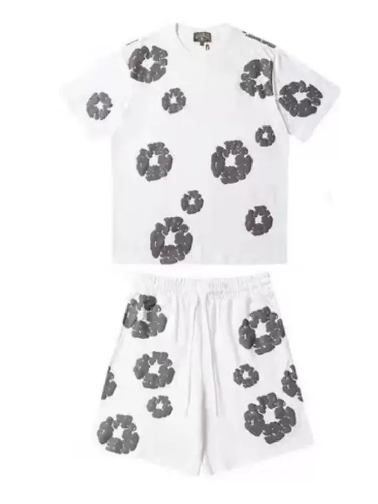 DENIM TEARS Zomer Hot Selling Europese en Amerikaanse mode hiphop bedrukte set met korte mouwen High Street losse sportkleding - afbeelding 2