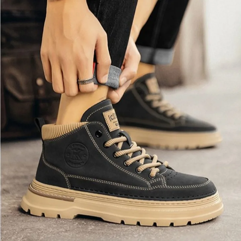 Men's Boots 2024Winter Fashion High Top Snow Boots Thicken Plush Warm Outdoor Sports Travel Ankle Boots Zapatillas De Hombre