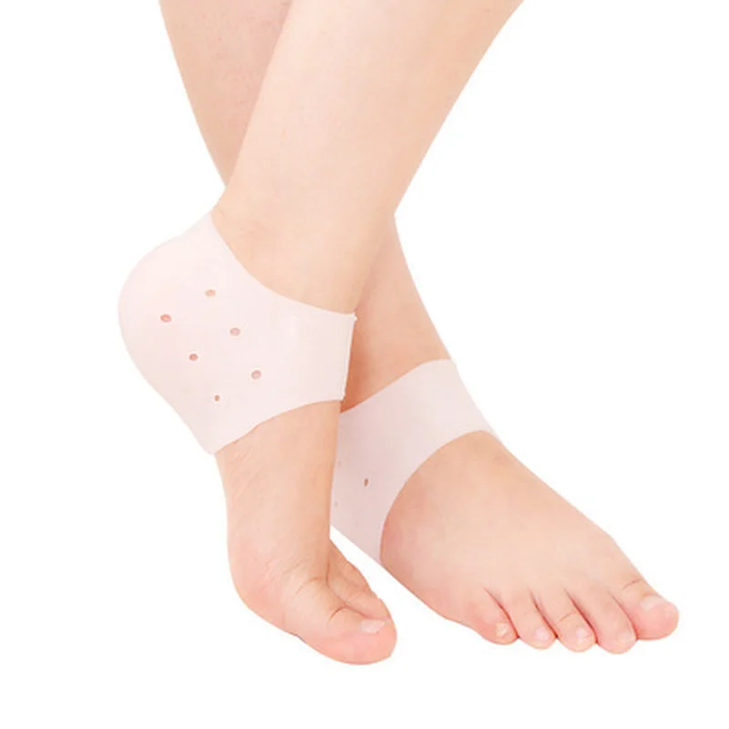 2Pcs Silicone Feet Care Socks Moisturizing Gel Heel Thin Socks with Hole Cracked Foot Skin Care Protectors Lace Heel Cover