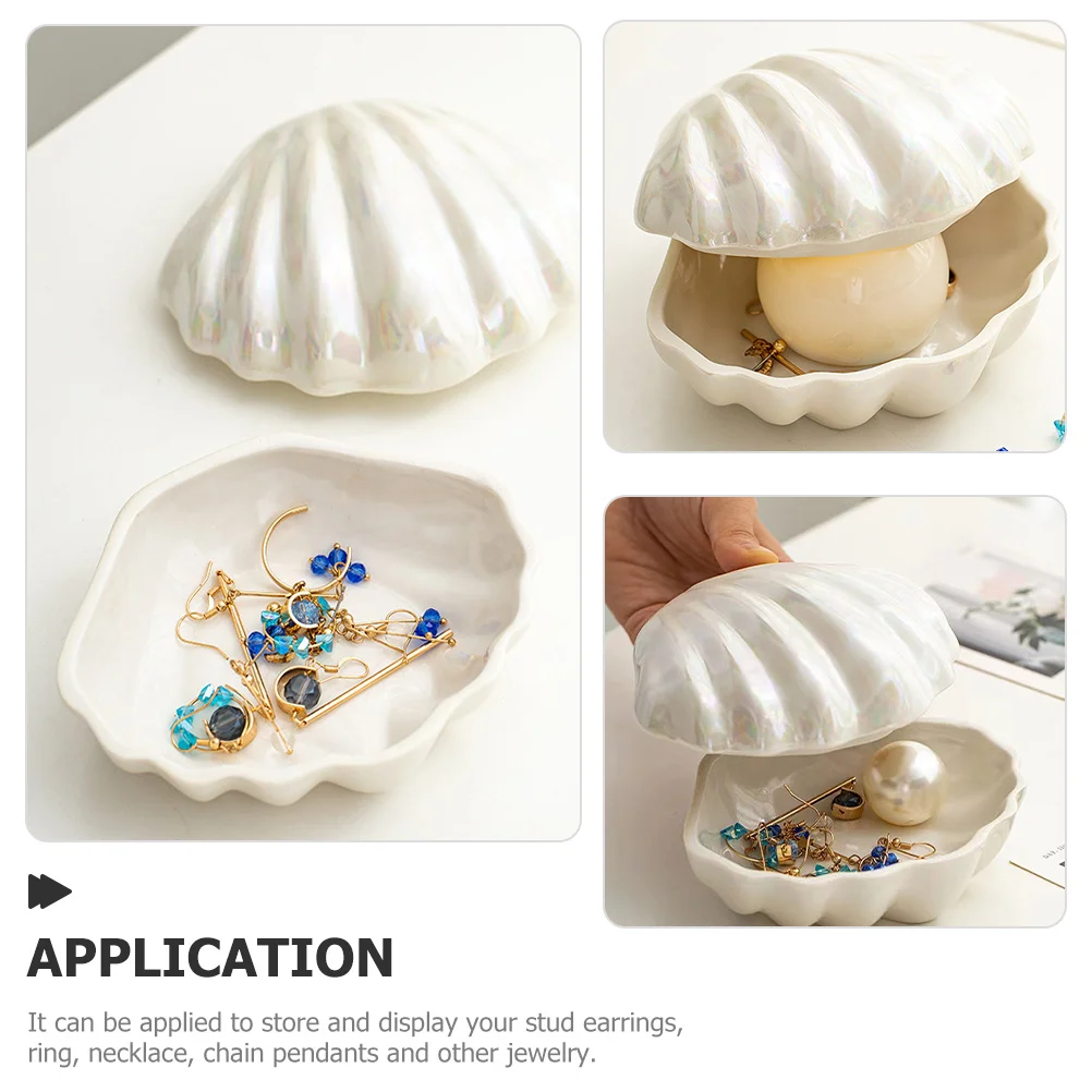 

Ceramic Shell Shaped Jewelry Box Portable Organizer Storage Case for Rings Earrings Necklaces Gift Decorative Jewelry Display