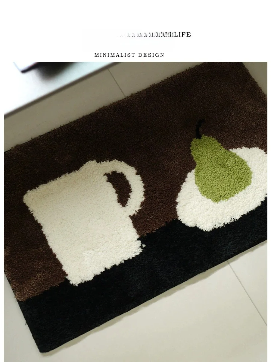 

Machine Washable Bathroom Mat Water Absorbent Non-Slip Rectangular Home Use Rug Isn Style Flocking Carpet Floor Mat