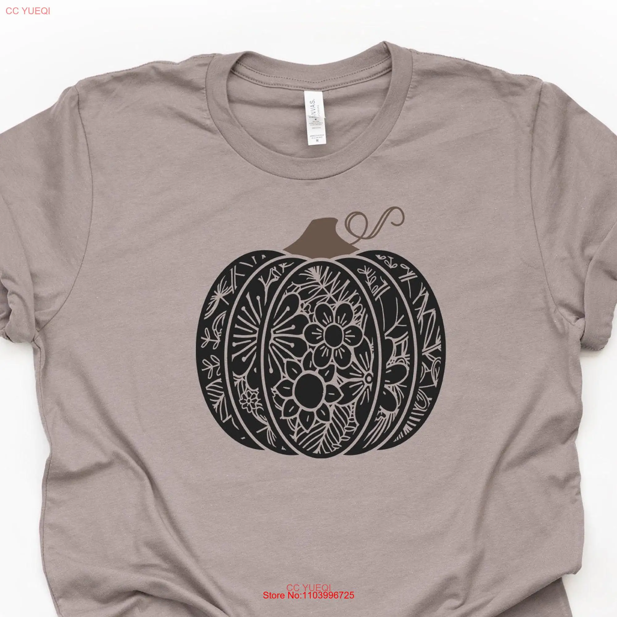 Fall Pumpkin T Shirt Zentangle Super Cute Mandala Design on premium Bella Canvas unisex 3 color choices plus size