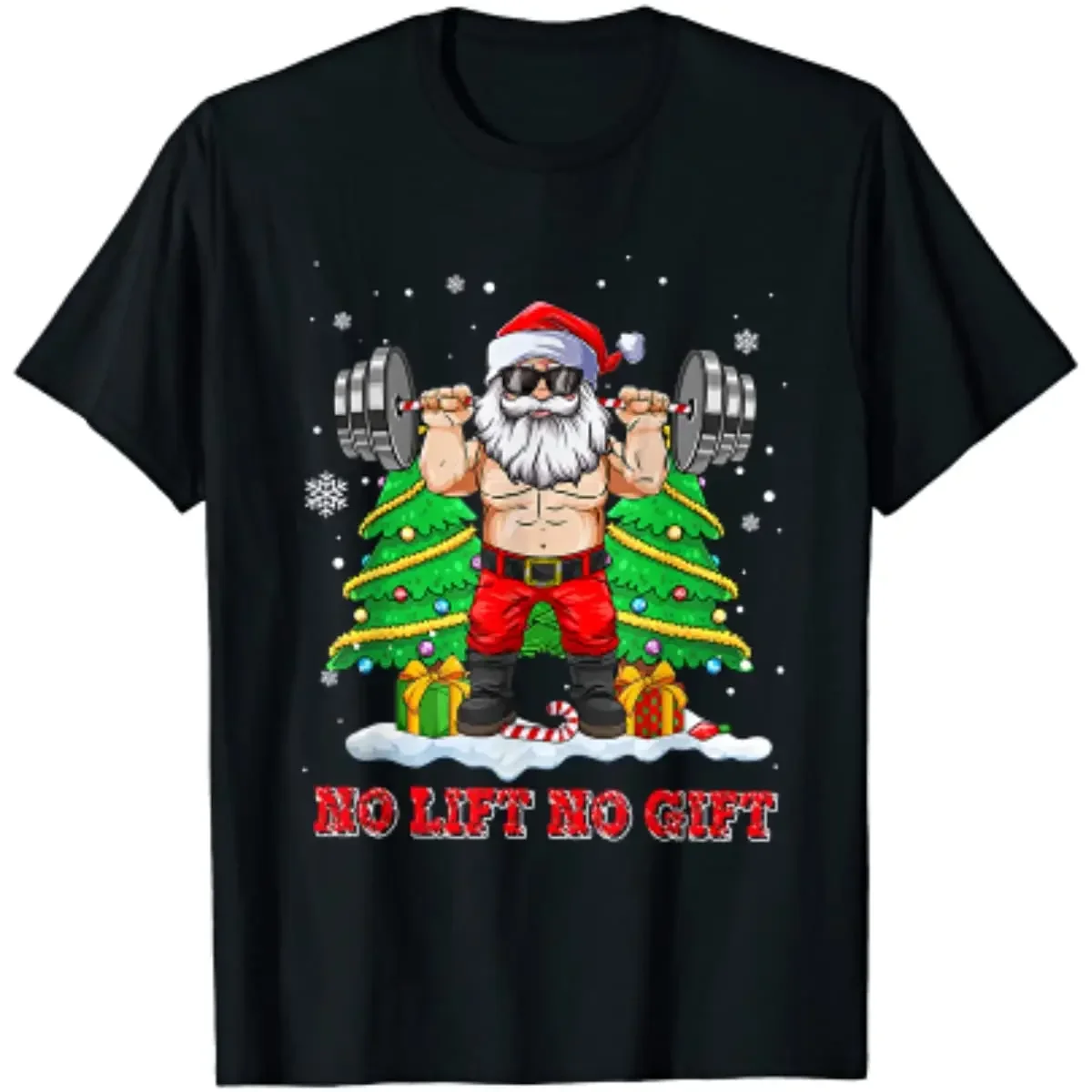 

No Lift No Gift Ugly Christmas Sweater Gym Santa Funny Men T-Shirt Short Sleeve Casual Boys T-Shirts