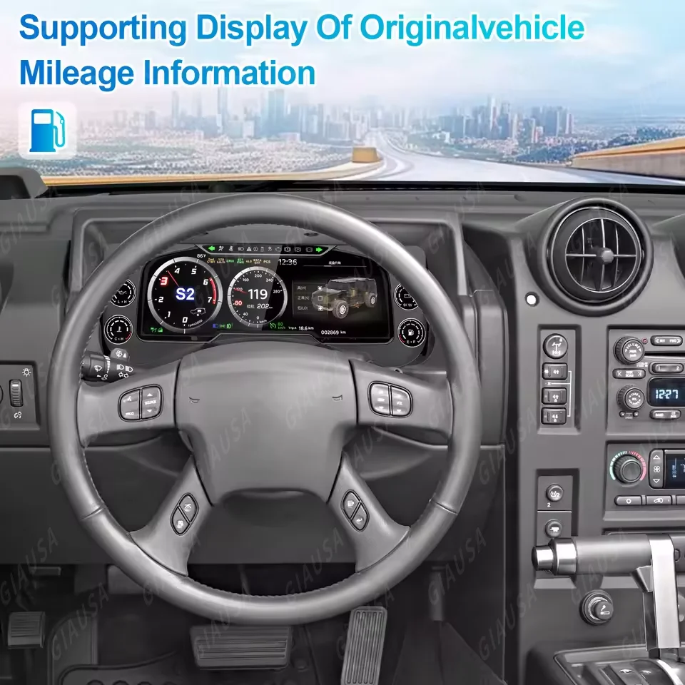 JYCC نظام لينكس سيارة العنقودية الرقمية ل هامر H2 2003-2009 متعددة الوظائف LCD عداد السرعة أداة لوحة القيادة رئيس وحدة #6