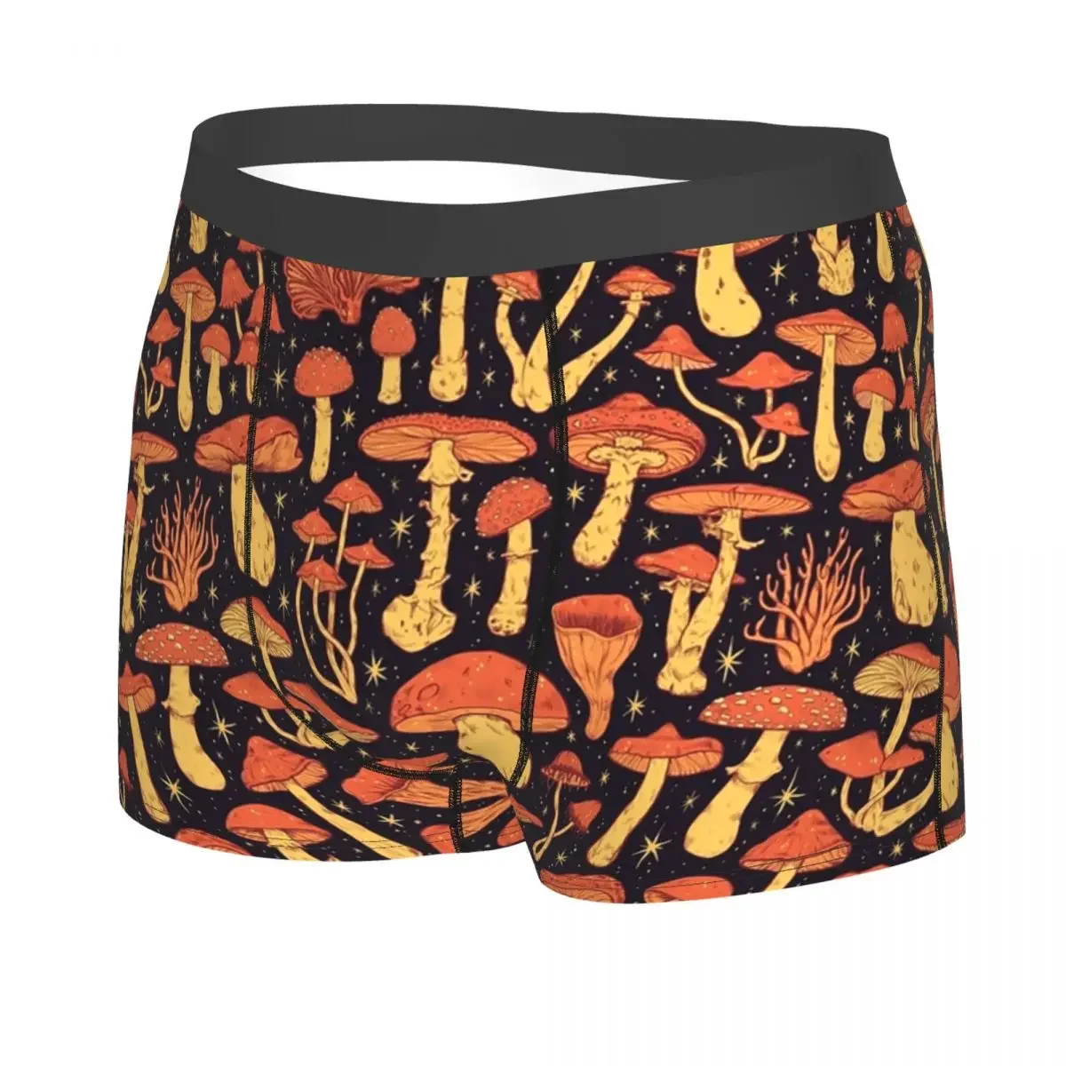 Sexy Deadly Orange Mushrooms Boxers Shorts Panties Men's Underpants Stretch Briefs Underwear