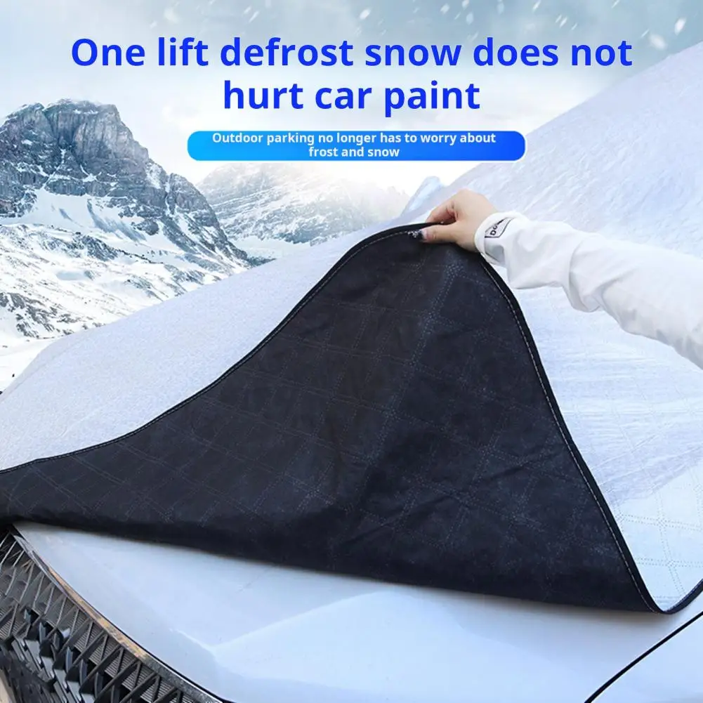 Car Windshield Snow Cover with Side Mirror Cover Anti-Theft Design Frost Protection Anti-UV Universal Front Window Automotive Co