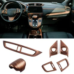 Peach Wood Grain Gear Head Cover Molding Center Side Air AC Vent Trim Styling Door Speaker Sticker For Honda CRV CR-V 2017-2022