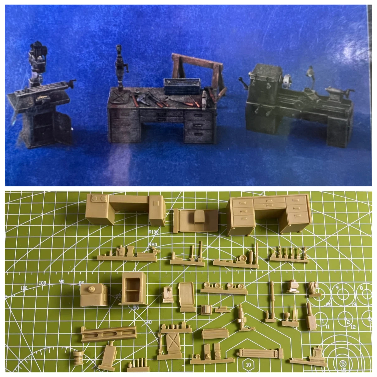 

High Quality 1:35 Die Cast Resin Model Assembly Kit World War II Scene Maintenance Tool Table Kit Unpainted
