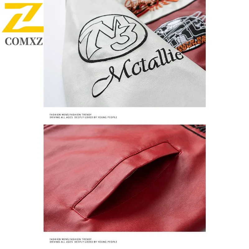 الرجال السائق سترة الوقوف طوق بولي معطف معطف جلد مقاومة للماء يندبروف المتضخم الشارع الشهير دراجة نارية ملابس خارجية خمر 2025 #5