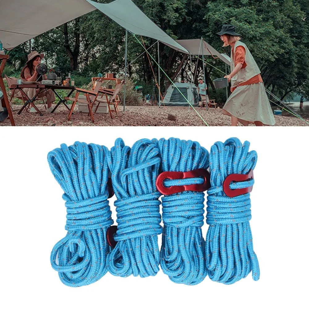 10Pcs Durable 4mm Reflective Tent Rope High Strength Nylon Camping Rope Lightweight Camping Cord Camping Hammocks