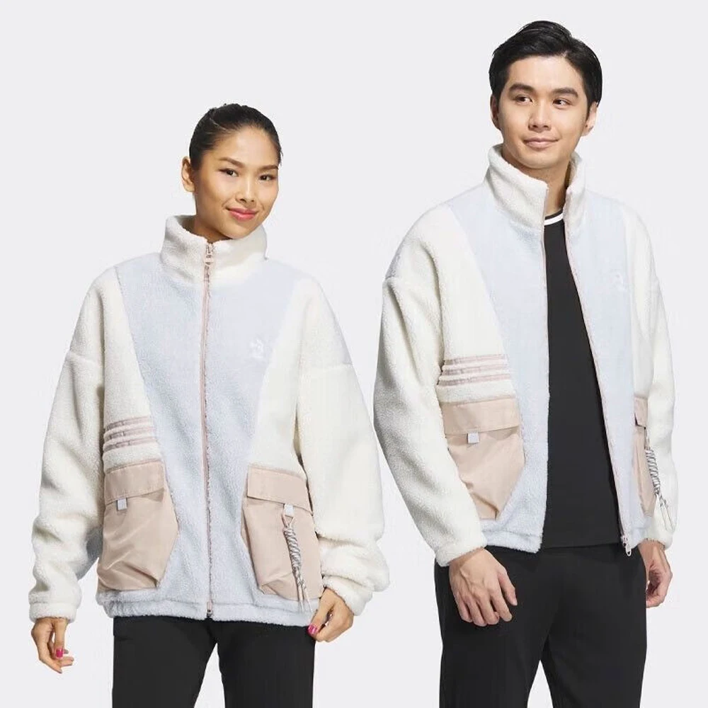 

Adidas Originals Line Уютная флисовая куртка на молнии Удобные модные практичные карманы для городских повседневных сцен