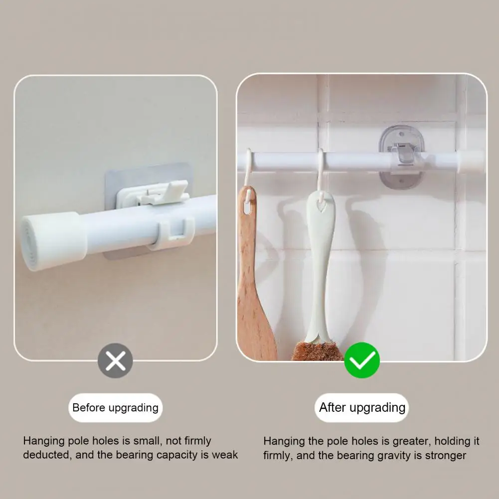 Wall-friendly Curtain Rod Bracket No Drilling Curtain Rod Holder Effortless Installation Waterproof Self-adhesive for Easy