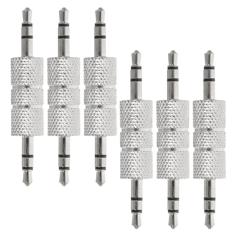 

6pcs 3.5mm Male to Male Audio Jack Connector Zinc Alloy Car Home Stereo Adapter Cable Extender Durable Metal Construction