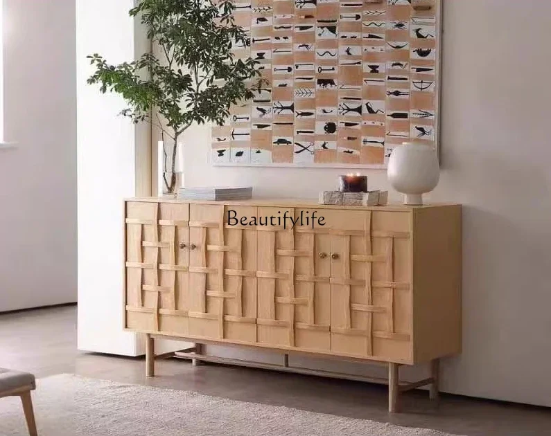 

02 American Style Solid Wood Sideboard RH Style Storage Organizer Entryway Cabinet High-End Ultra-Thin Designer