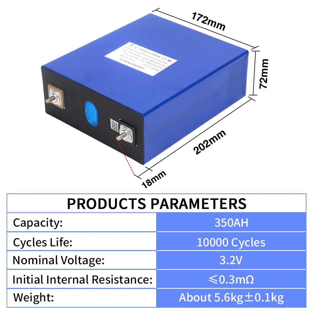 3.2V 350Ah LiFePO4 Lithium Iron Phosphate Battery Pack Can be Combined into 12V 24V 36V 48V Rechargeable Cells EU 7 Day Delivery