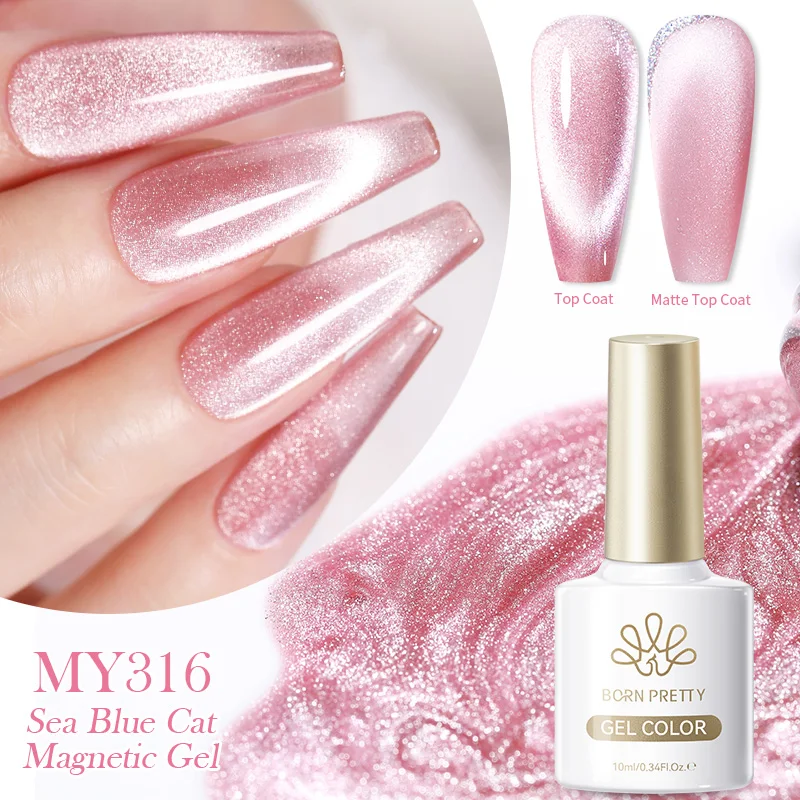BORN PRETTY Reflective Cat Magnetic Gel Nail Polish 10ML Silver Shinning Glitter Vernis Semi Permanent Soak Off Magnetic UV Gel