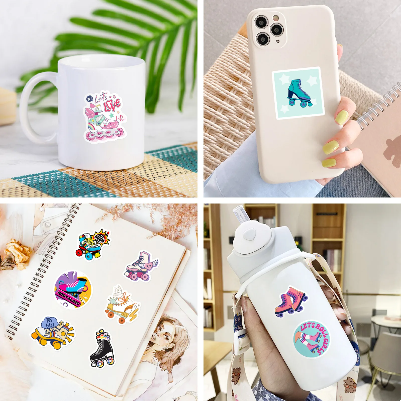 10/25/50pcs Graffiti Roller Skates Girls Stickers for DIY Decor Suitcase Water Bottle Phone Laptop Skateboard Scrapbooking