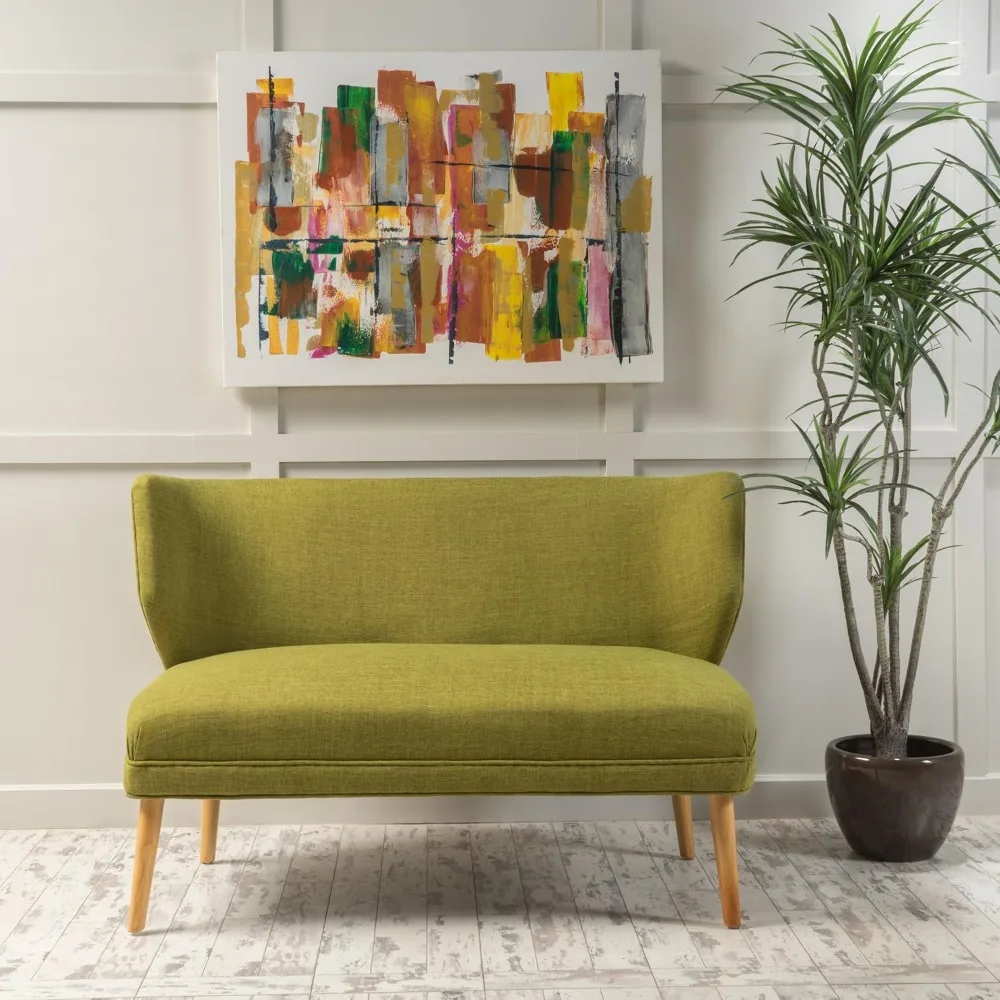 

Christopher Knight Home Dumont Mid-Century Modern Fabric Settee, Green and Natural