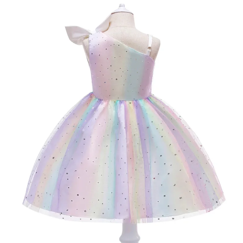 3-9 years girls dress new fashion gradient color wedding dresses for girls Christmas party star mesh princess dress kids clothes